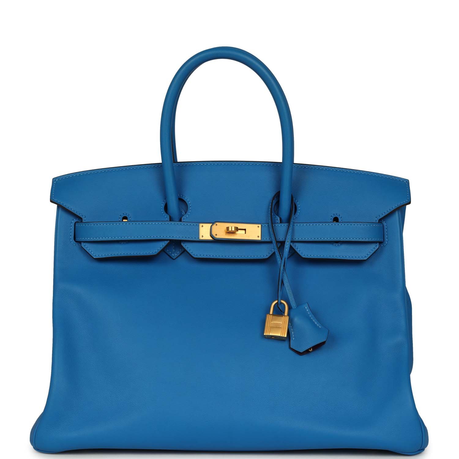 Hermes Special Order (HSS) Birkin 35 Bleu Hydra Verso Swift Brushed Gold Hardware