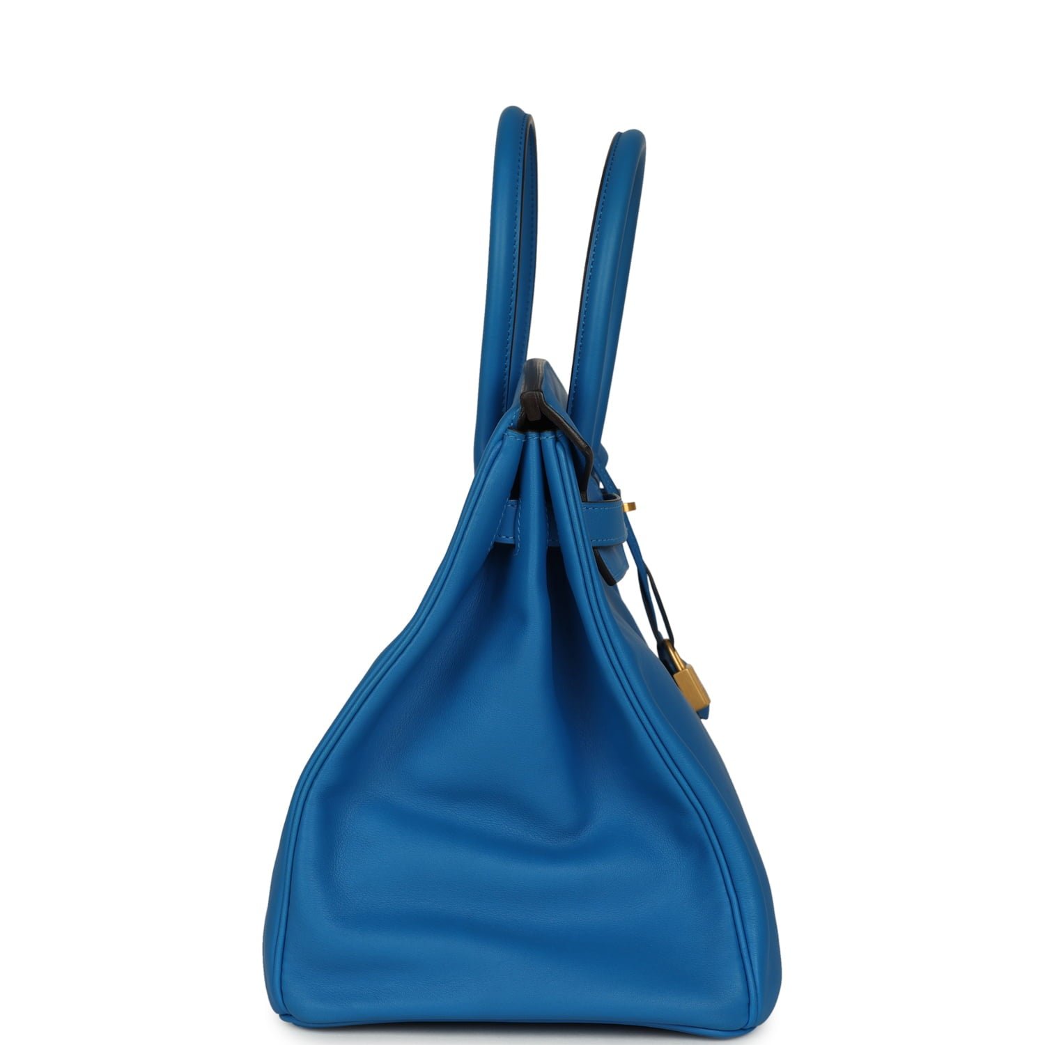 Hermes Special Order (HSS) Birkin 35 Bleu Hydra Verso Swift Brushed Gold Hardware - Image 3