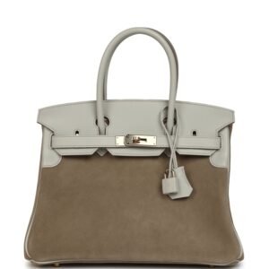 Hermes Birkin 30 Gris Caillou Grizzly and Gris Perle Evercolor Permabrass Hardware