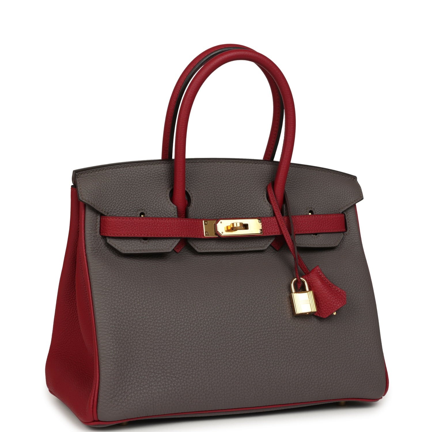 Hermes Special Order (HSS) Birkin 30 Etain, Rouge Grenat Togo Gold Hardware - Image 2
