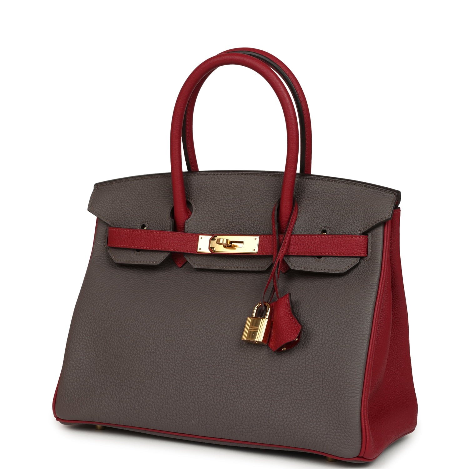 Hermes Special Order (HSS) Birkin 30 Etain, Rouge Grenat Togo Gold Hardware - Image 5
