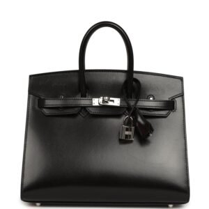 Hermes Birkin Sellier 25 Black Box Palladium Hardware