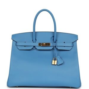 Hermes Birkin 35 Bleu Paradise Epsom Gold Hardware