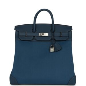 Hermes HAC Birkin 40 Bleu De Prusse Togo, Bleu Thalassa Militaire Canvas Palladium Hardware