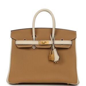 Hermes Special Order (HSS) Birkin 25 Biscuit, Craie Togo Brushed Gold Hardware