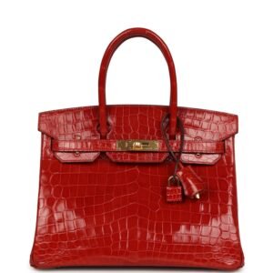 Hermes Birkin 30 Braise Shiny Niloticus Crocodile Gold Hardware