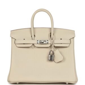 Hermes Birkin 25 Craie Togo Palladium Hardware