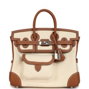 Hermes Birkin 25 Cargo Gold, Ecru Toile Goeland Swift Palladium Hardware