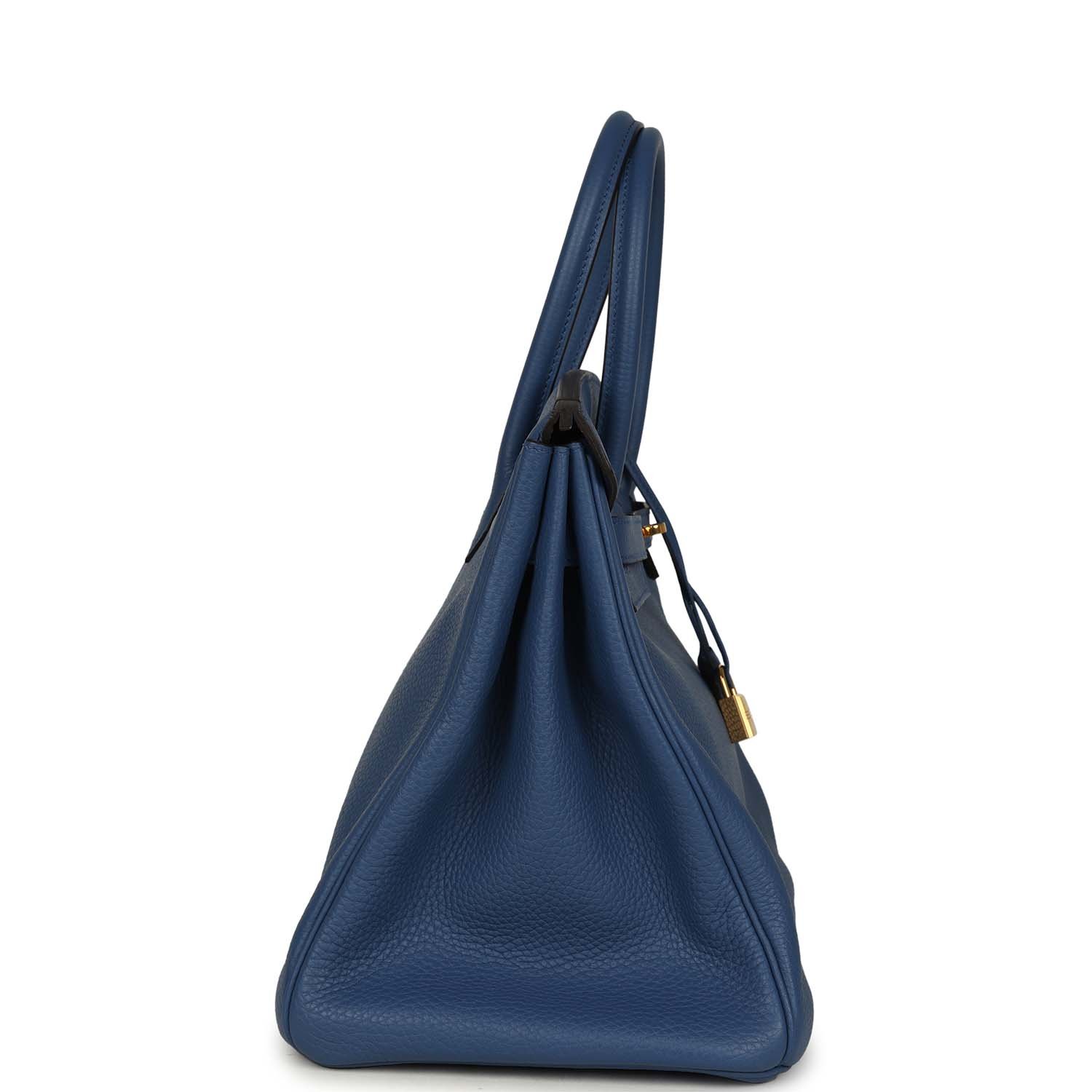 Hermes Birkin 35 Bleu Agate Clemence Gold Hardware - Image 3