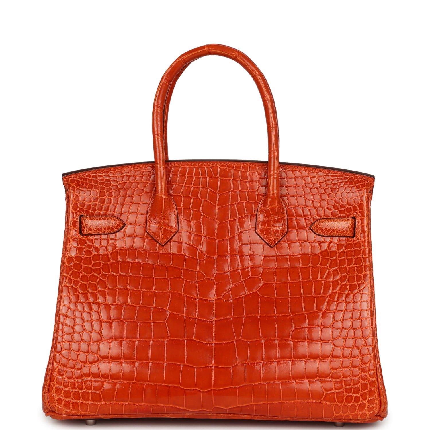 Hermes Birkin 30 Orange Shiny Porosus Crocodile Palladium Hardware - Image 4