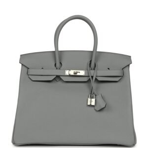 Hermes Birkin 35 Gris Pantin Togo Palladium Hardware
