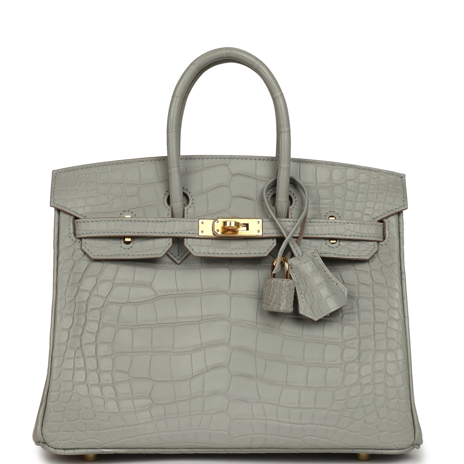 Hermes Birkin 25 Gris Perle Matte Alligator Gold Hardware
