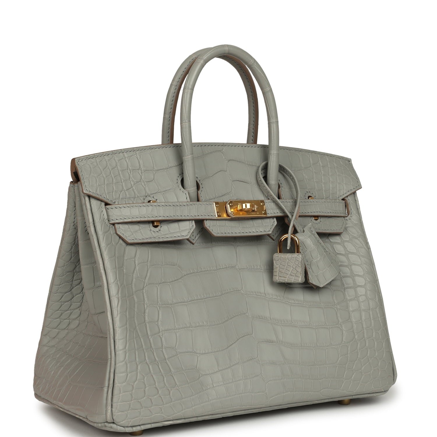 Hermes Birkin 25 Gris Perle Matte Alligator Gold Hardware - Image 2