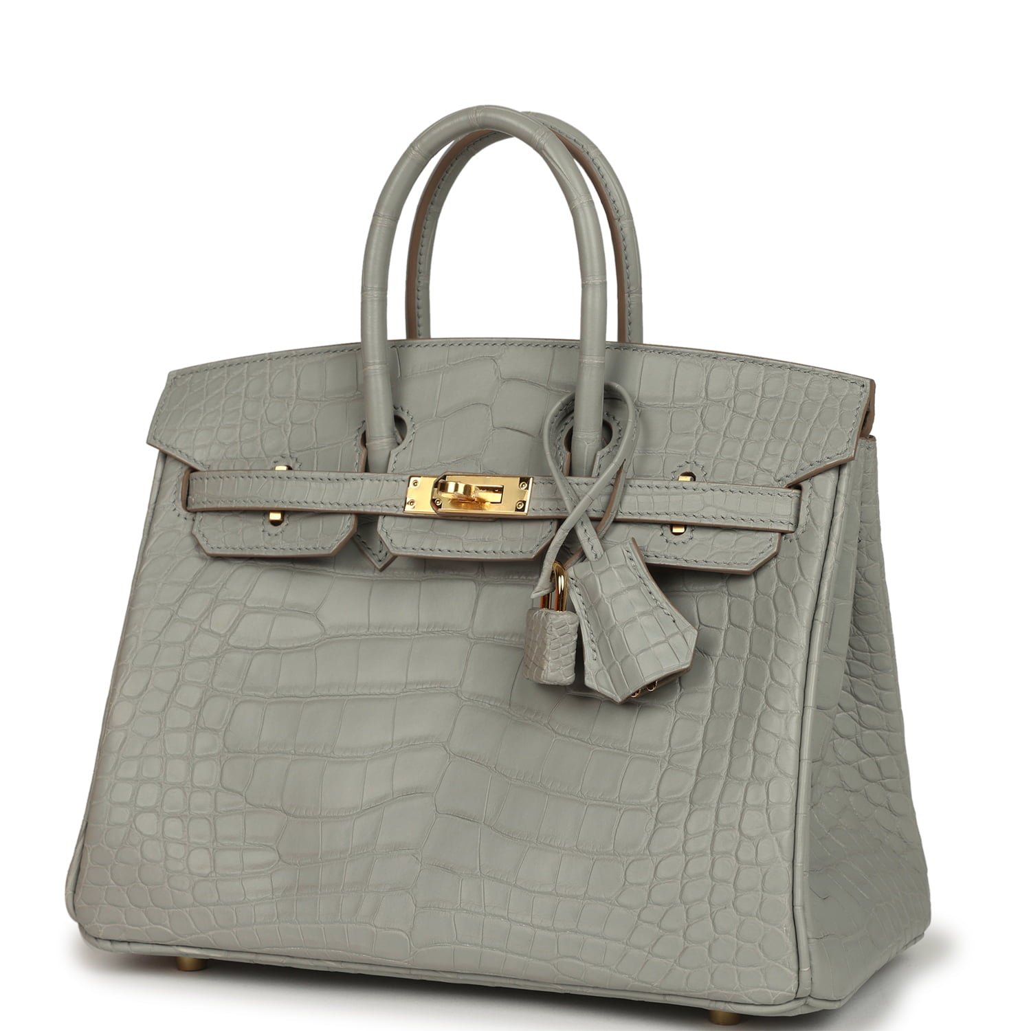 Hermes Birkin 25 Gris Perle Matte Alligator Gold Hardware - Image 4