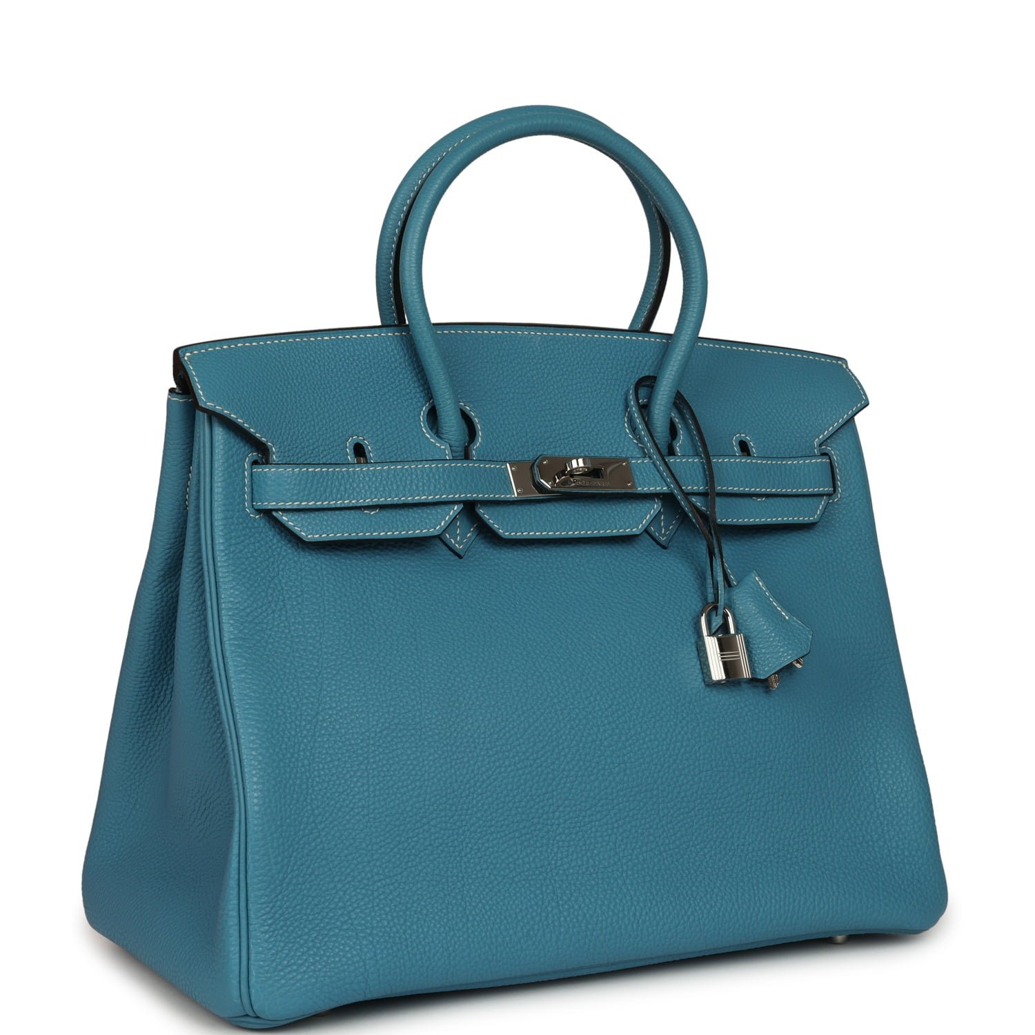 Vintage Hermes Birkin 35 Blue Jean Togo Palladium Hardware - Image 2