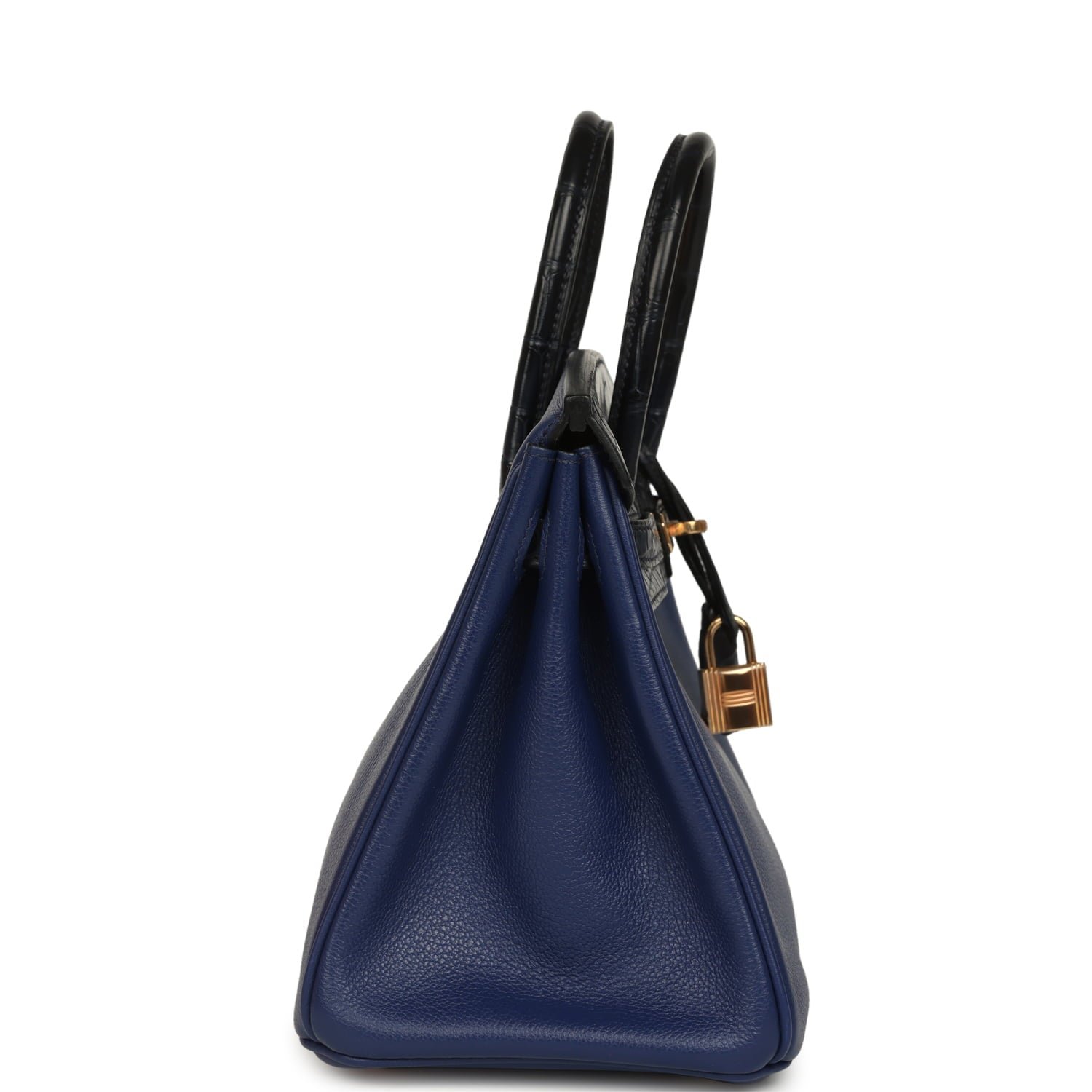 Hermes Birkin 25 Bleu Saphir Taurillion Novillo and Bleu Marine Matte Alligator Touch Rose Gold Hardware - Image 3