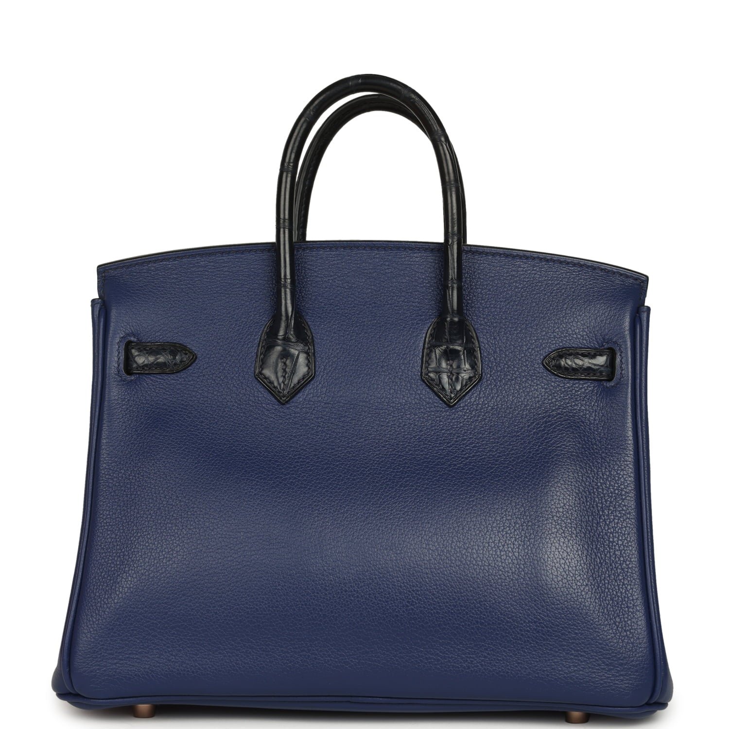 Hermes Birkin 25 Bleu Saphir Taurillion Novillo and Bleu Marine Matte Alligator Touch Rose Gold Hardware - Image 4