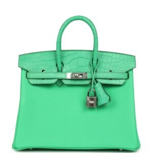 Hermes Birkin 25 Vert Comics Togo and Matte Alligator Touch Palladium Hardware