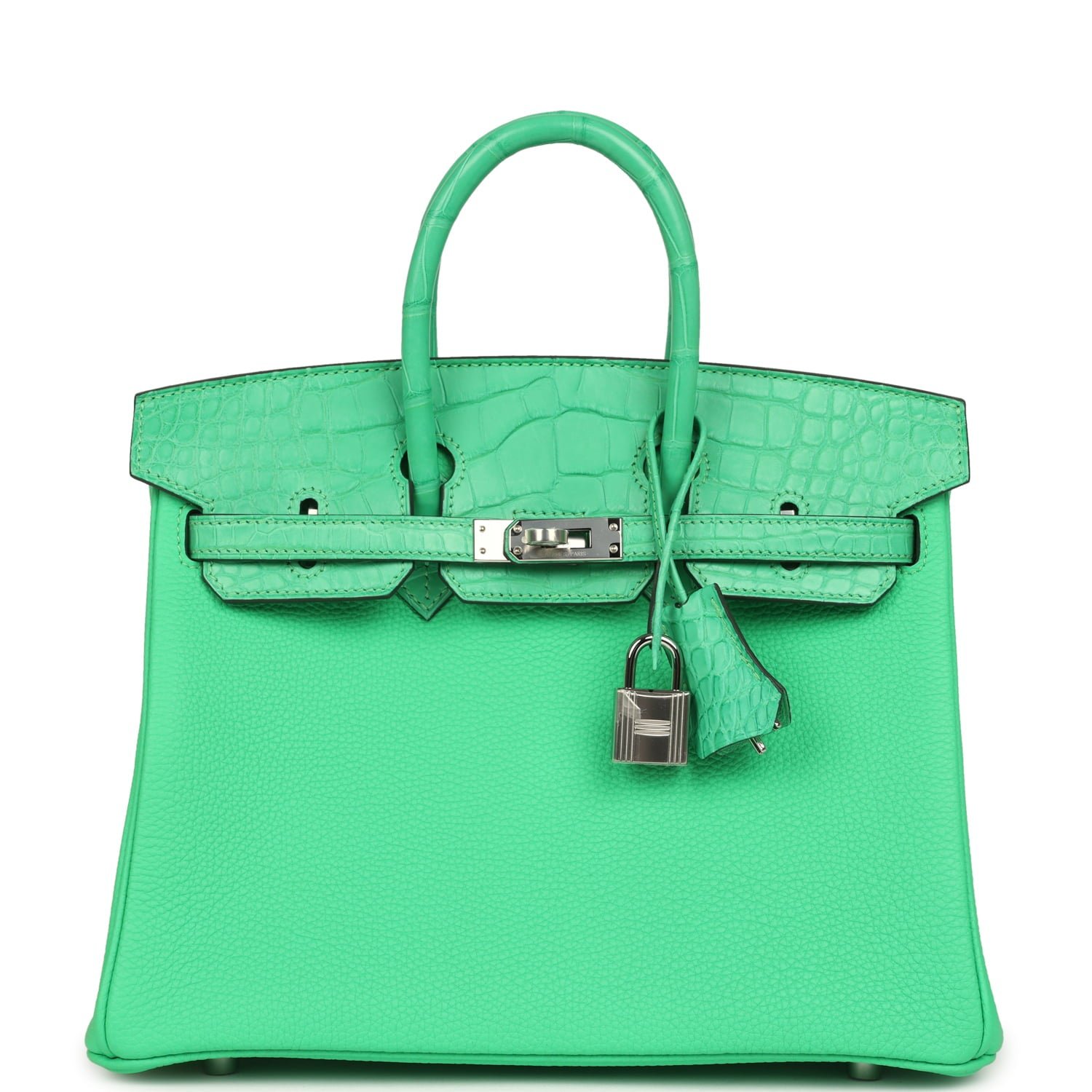 Hermes Birkin 25 Vert Comics Togo and Matte Alligator Touch Palladium Hardware