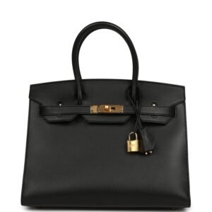 Hermes Birkin Sellier 30 Black Madame Gold Hardware