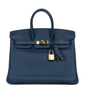 Hermes Birkin 25 Deep Blue Novillo Gold Hardware