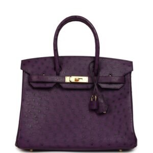 Hermes Birkin 30 Violet Ostrich Gold Hardware