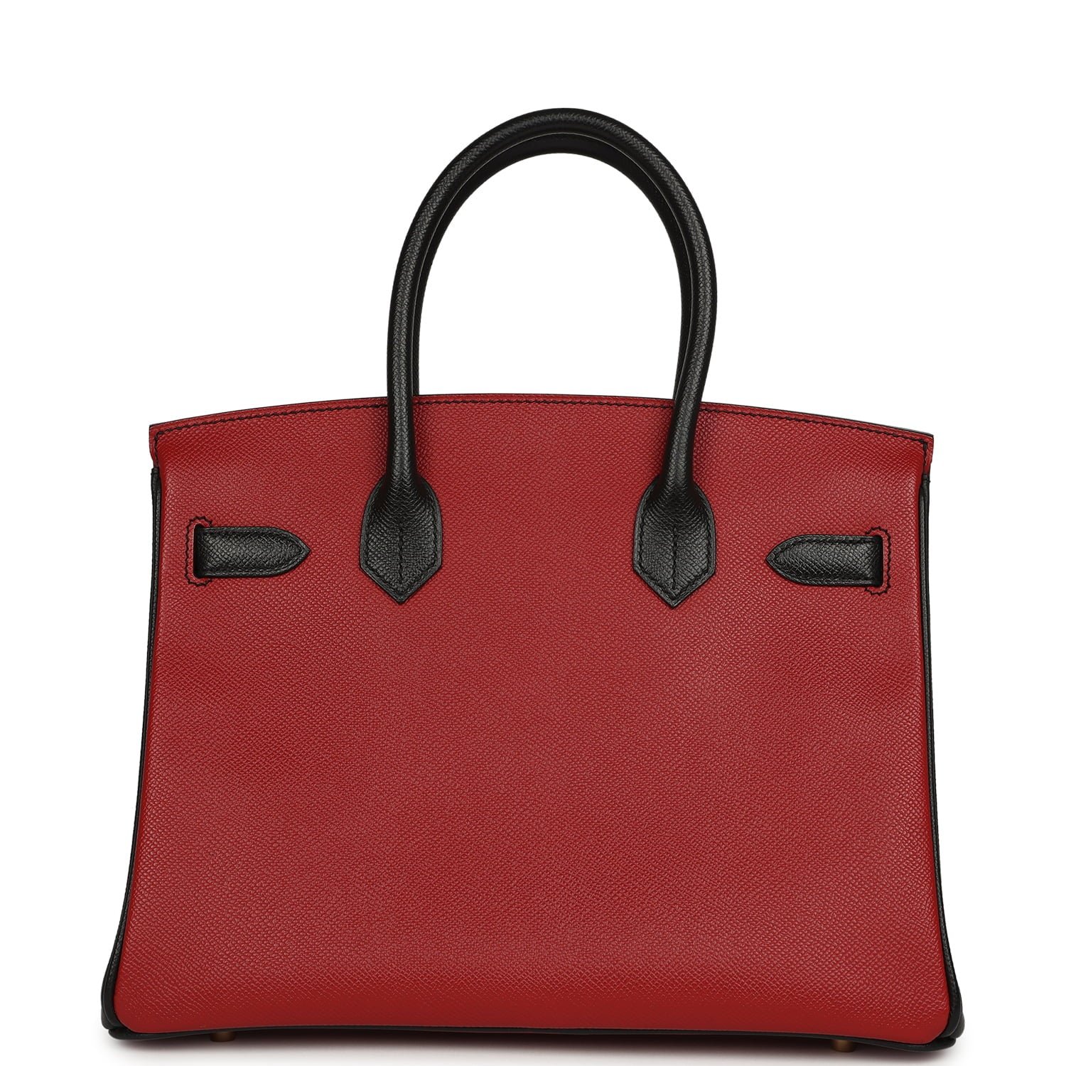 Hermes Special Order (HSS) Birkin 30 Rouge Vif, Black Epsom Brushed Gold Hardware - Image 5
