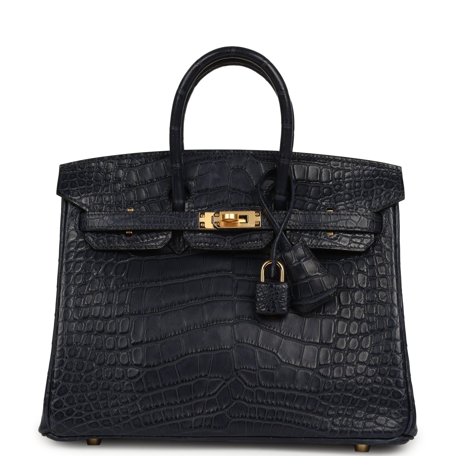 Hermes Birkin 25 Bleu Indigo Matte Alligator Gold Hardware