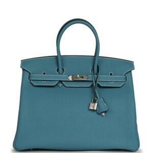 Hermes Birkin 35 Blue Jean Togo Palladium Hardware