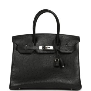 Hermes Birkin 30 Black Ostrich Palladium Hardware