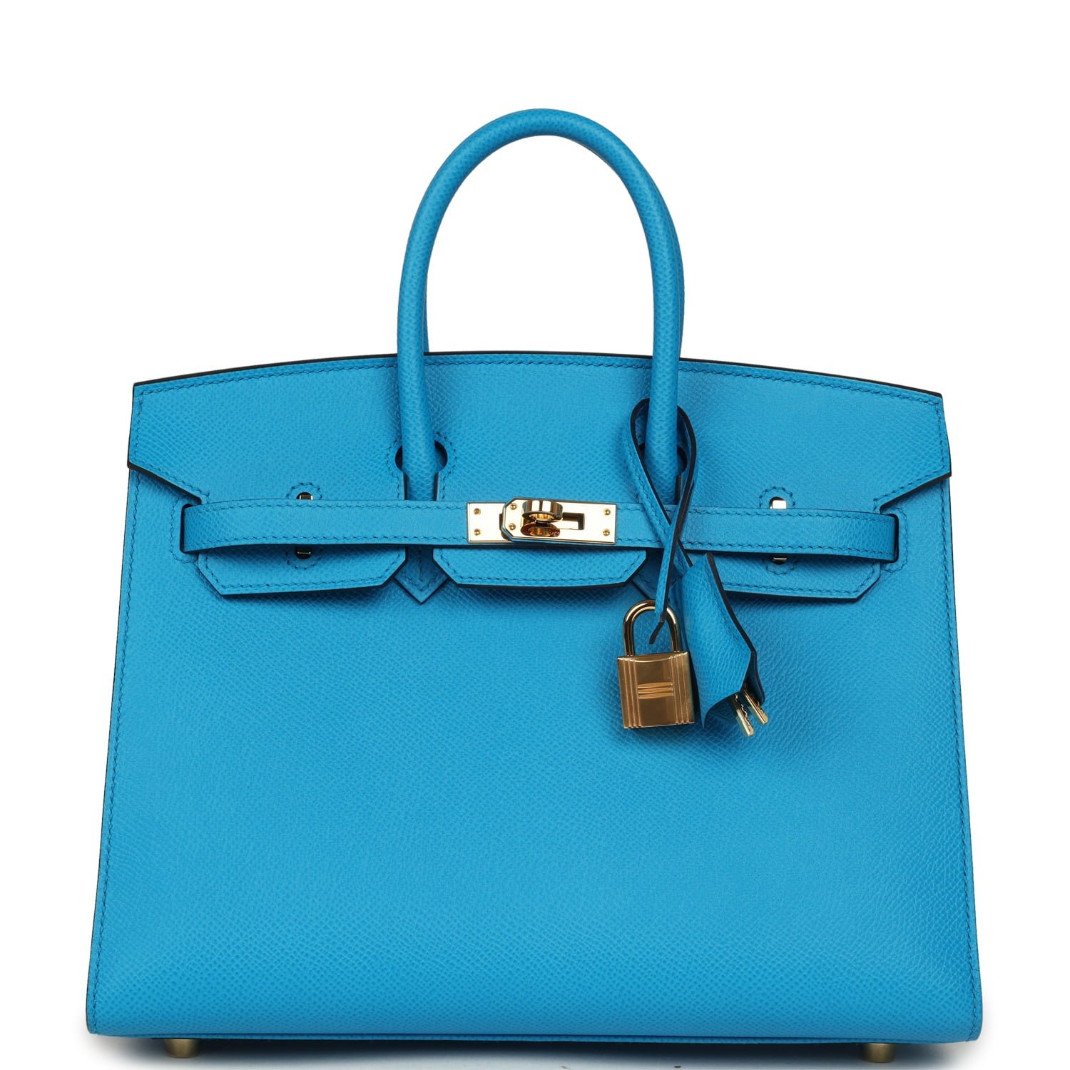Hermes Birkin Sellier 25 Bleu Frida Epsom Gold Hardware