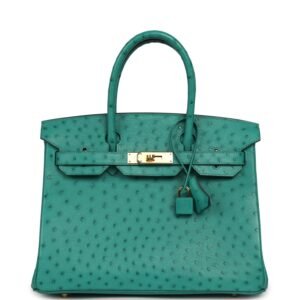 Hermes Birkin 30 Vert Verone Ostrich Gold Hardware