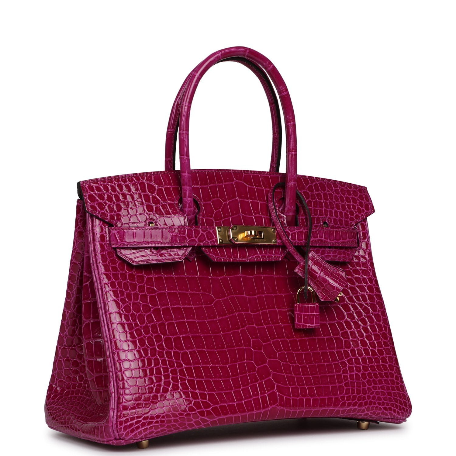 Hermes Birkin 30 Rose Pourpre Shiny Porosus Crocodile Gold Hardware - Image 2