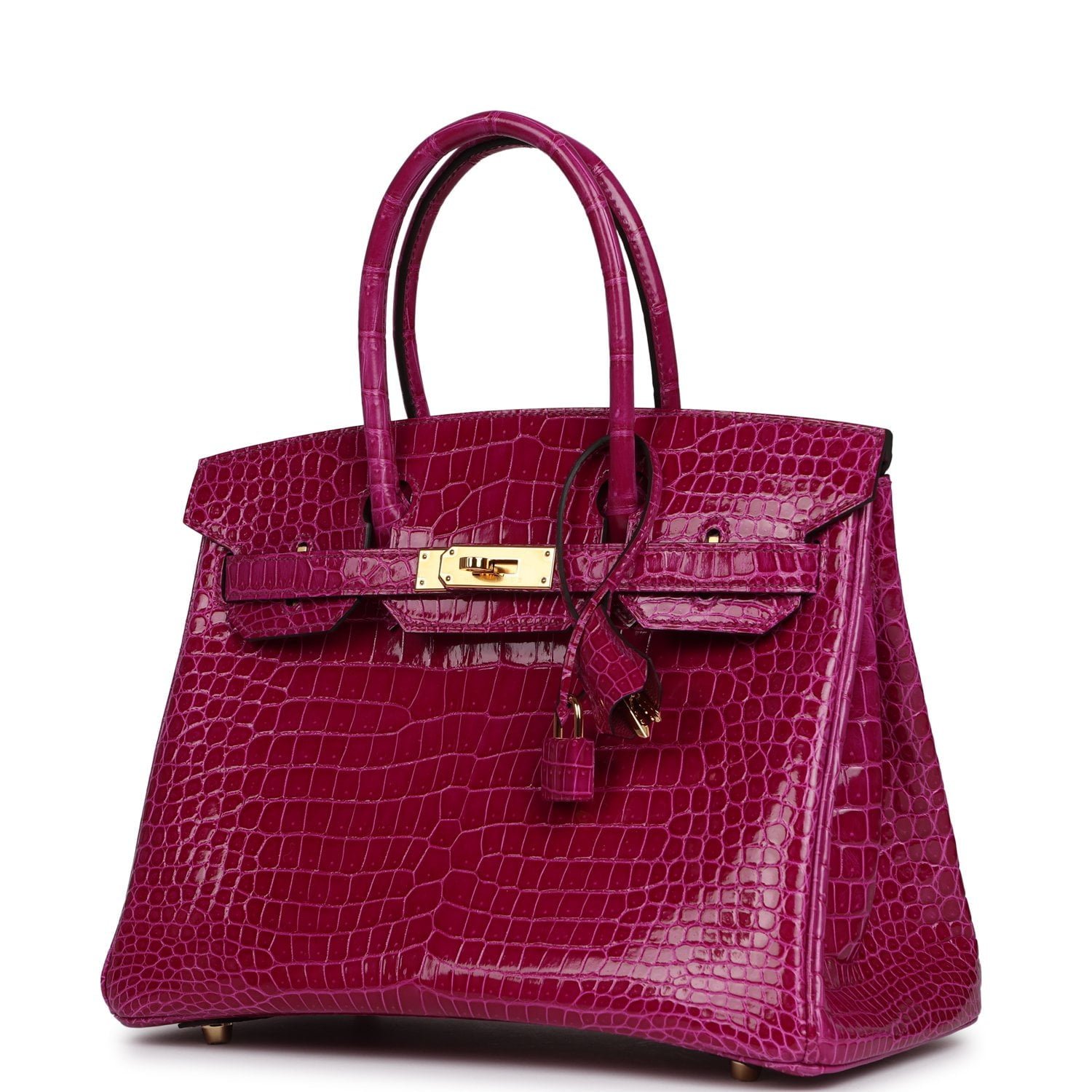Hermes Birkin 30 Rose Pourpre Shiny Porosus Crocodile Gold Hardware - Image 5