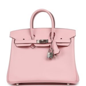 Hermes Birkin 25 Rose Sakura Swift Palladium Hardware