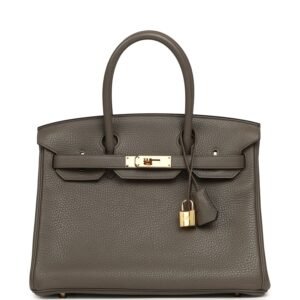 Hermes Birkin 30 Etain Clemence Gold Hardware