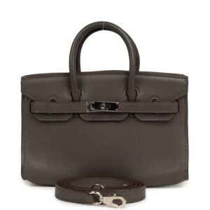 Hermes Micro Birkin 15 Etain Swift Palladium Hardware