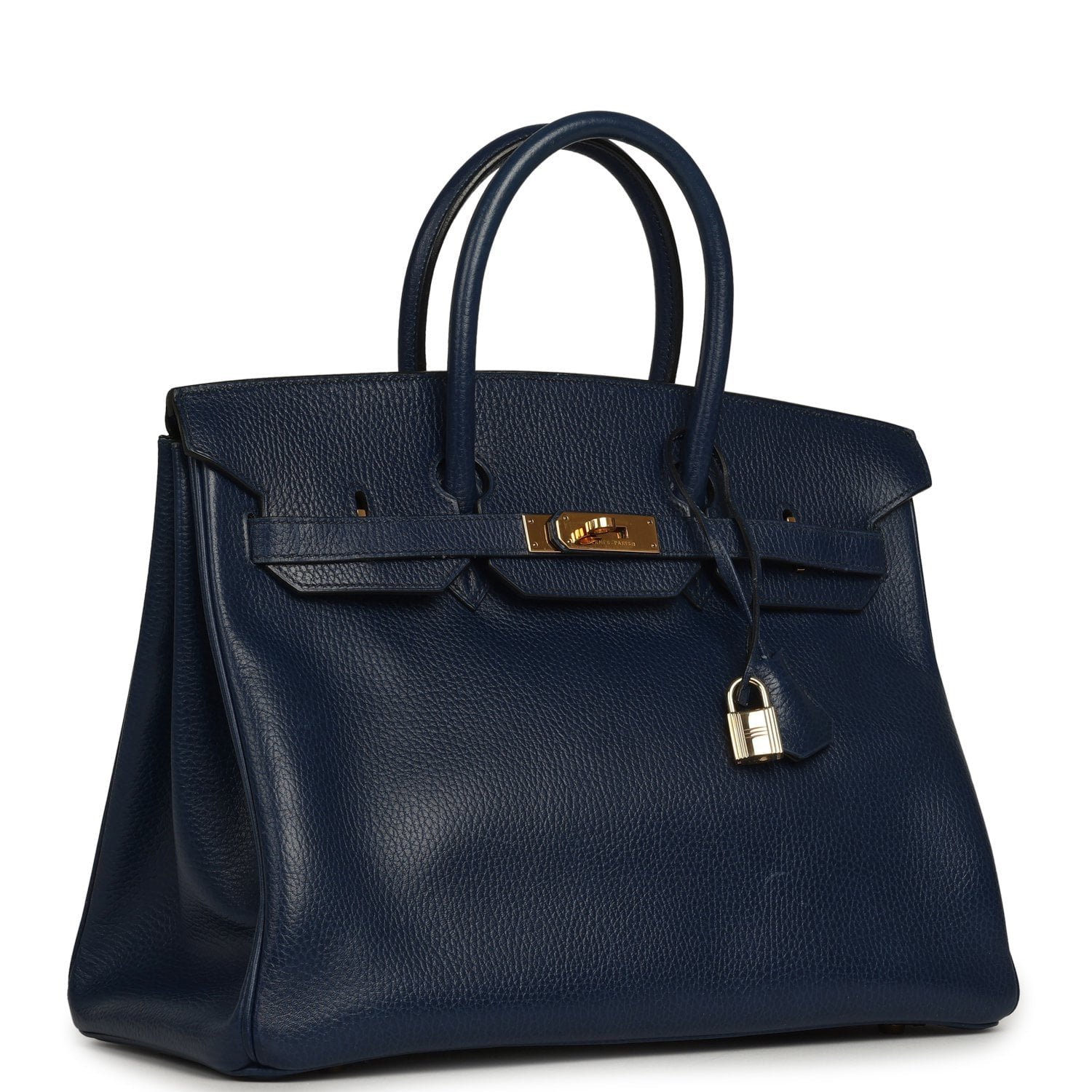 Vintage Hermes Birkin 35 Bleu Marine Ardennes Gold Hardware - Image 2