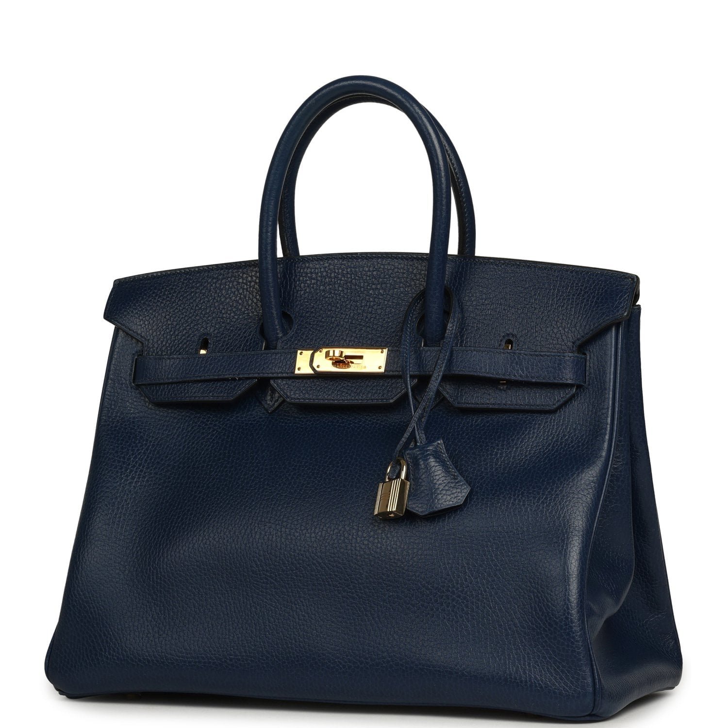 Vintage Hermes Birkin 35 Bleu Marine Ardennes Gold Hardware - Image 5