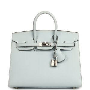 Hermes Birkin Sellier 25 Bleu Brume Epsom Palladium Hardware