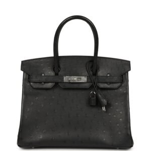 Hermes Birkin 30 Black Ostrich Palladium Hardware