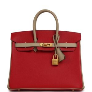 Hermes Special Order (HSS) Birkin 25 Rouge Casaque, Trench Epsom Gold Hardware