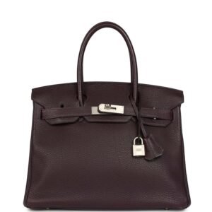 Hermes Special Order (HSS) Birkin 30 Raisin, Bleu Indigo Togo Brushed Palladium Hardware