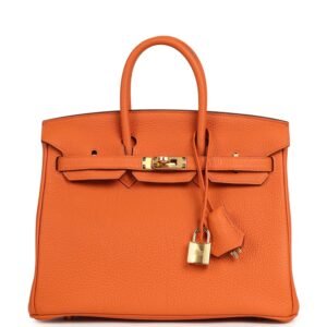 Hermes Birkin 25 Orange Togo Gold Hardware