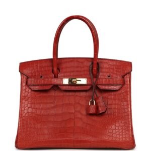 Hermes Birkin 30 Rouge H Matte Alligator Gold Hardware