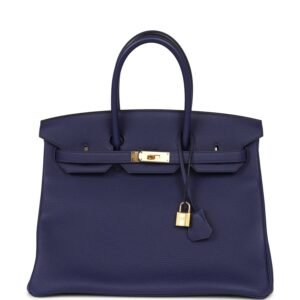 Hermes Birkin 35 Bleu Encre Togo Gold Hardware