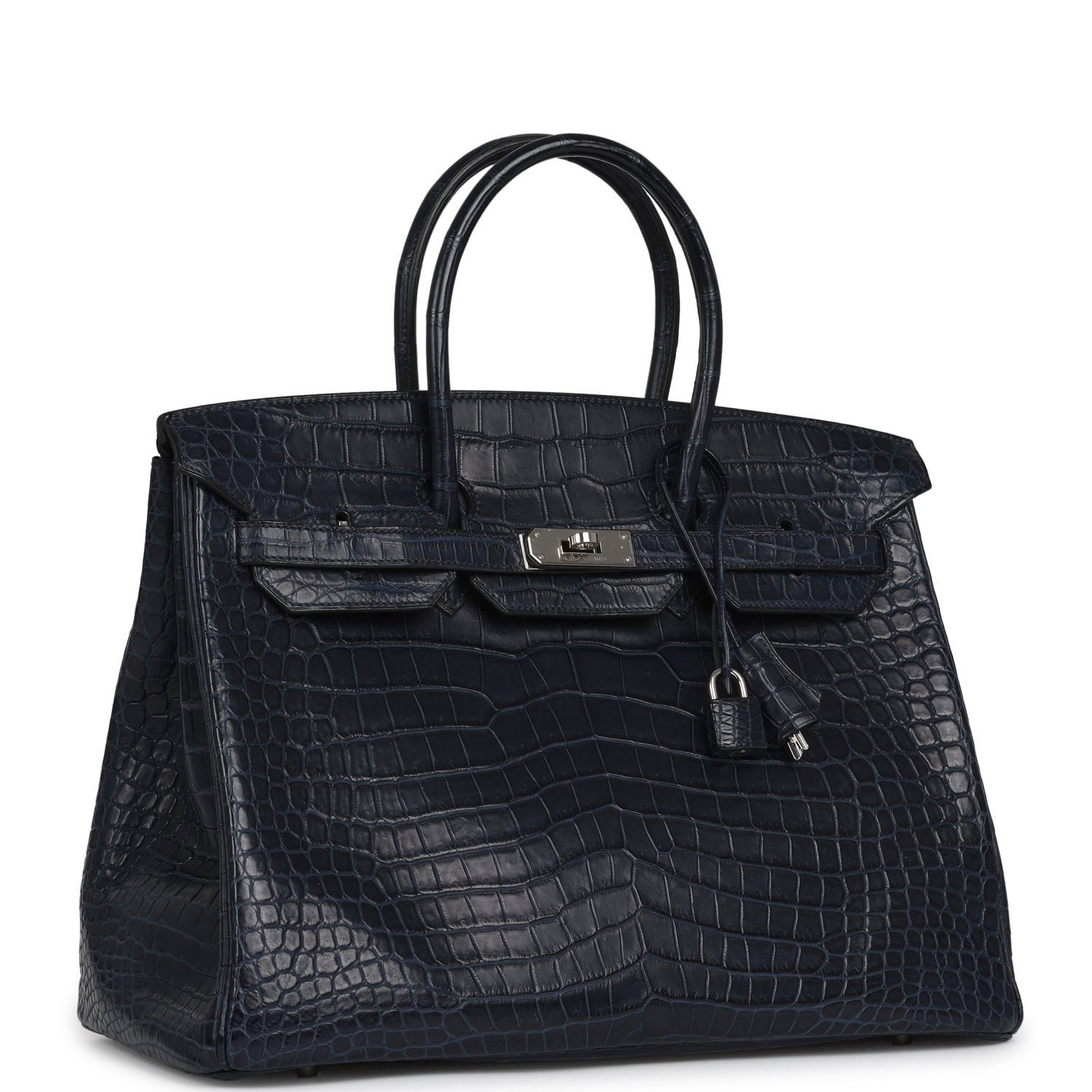 Hermes Birkin 35 Bleu Marine Matte Porosus Crocodile Palladium Hardware - Image 2
