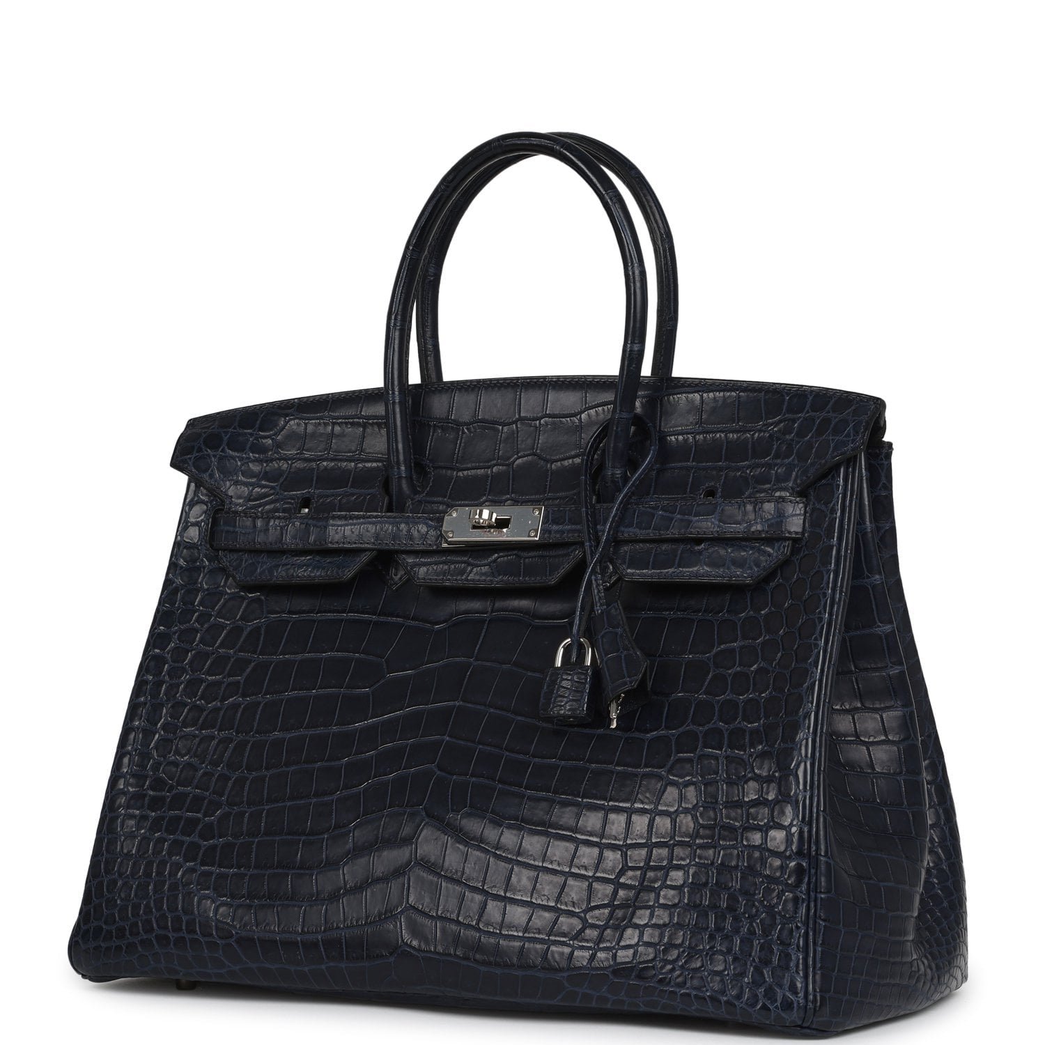 Hermes Birkin 35 Bleu Marine Matte Porosus Crocodile Palladium Hardware - Image 5