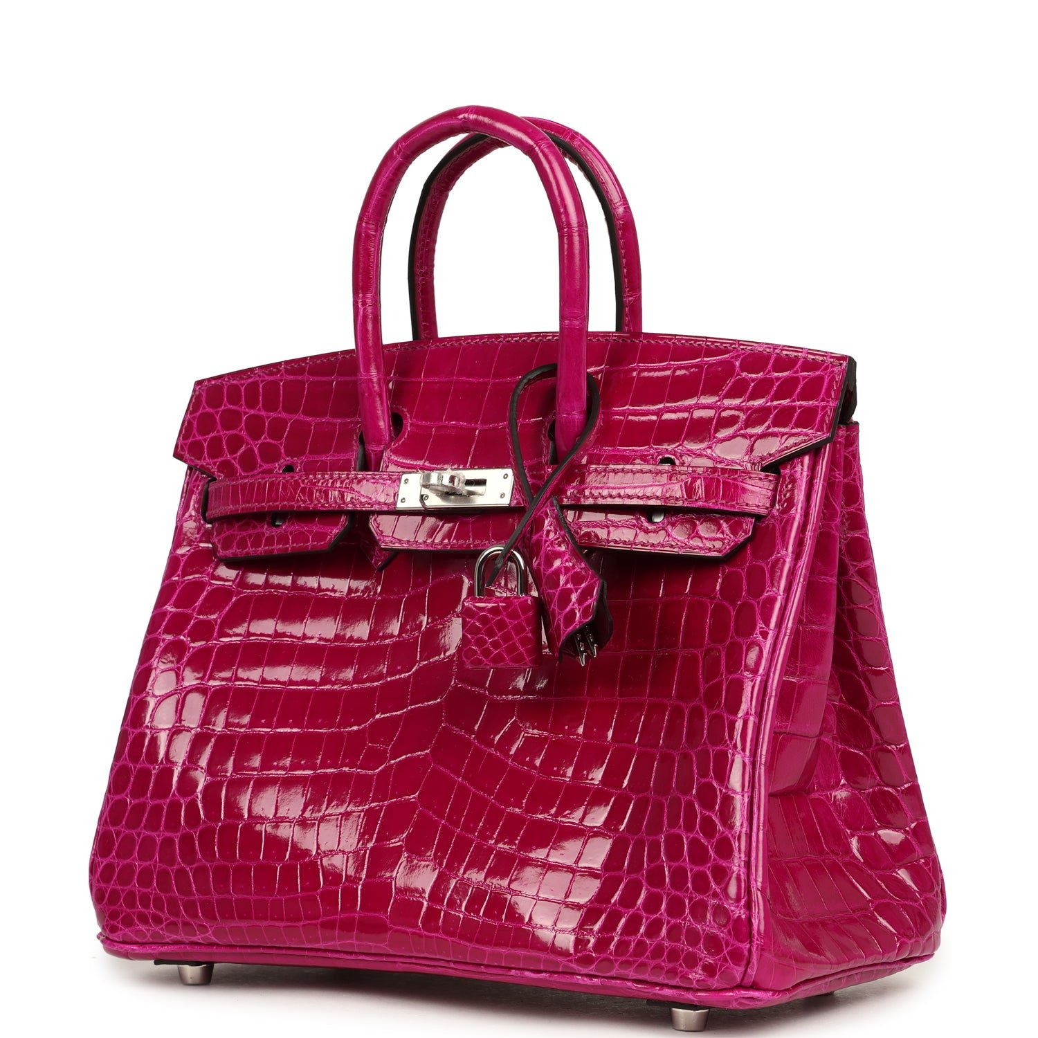 Hermes Birkin 25 Rose Pourpre Shiny Niloticus Crocodile Palladium Hardware - Image 5