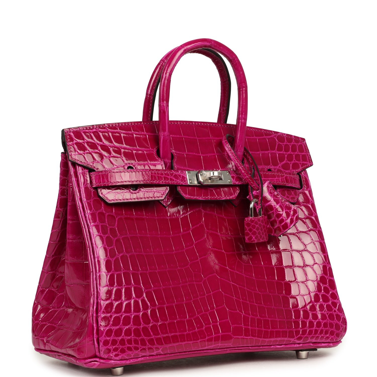 Hermes Birkin 25 Rose Pourpre Shiny Niloticus Crocodile Palladium Hardware - Image 2